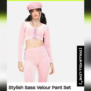 NWOT Dollskill Stylish Sass Velour Set